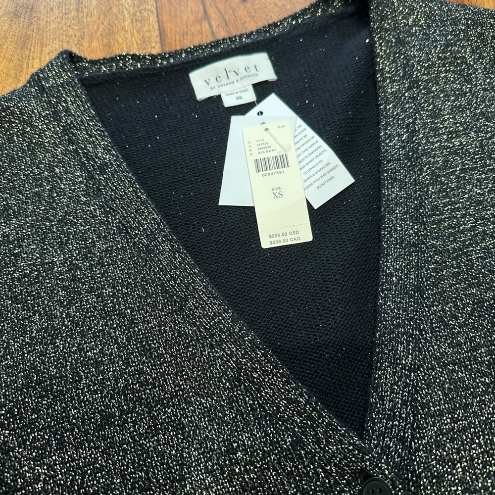☀️ New! ANTHRO Velvet By Graham & Spencer Shimmer Oversized Cardigan - Picture 14 of 16